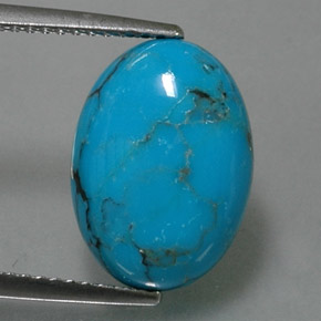 Turquesa azul natural 3,95ct, corte oval, opaco