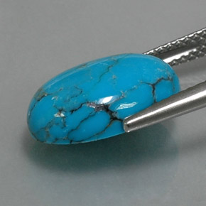 Turquesa azul natural 3,95ct, corte oval, opaco