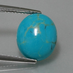 Turquesa azul natural 3,06ct, corte oval, opaco