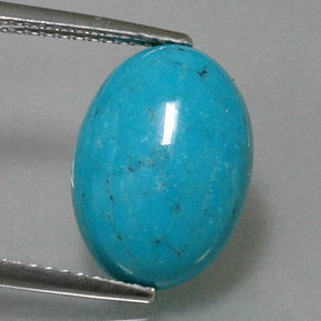 Turquesa azul natural 3,69ct, corte oval, opaco