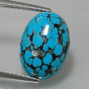 Turquesa azul natural 3,92ct, corte oval, opaco
