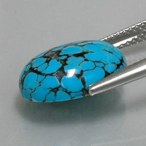 Turquesa azul natural 3,92ct, corte oval, opaco