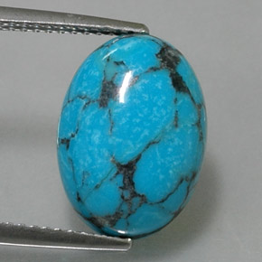 Turquesa azul natural 4,23ct, corte oval, opaco