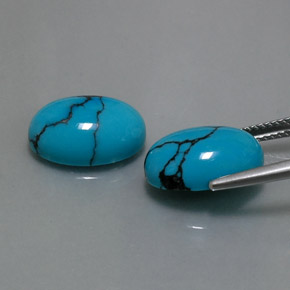 Pedras preciosas de turquesa azul natural de  ct, corte oval, opaco