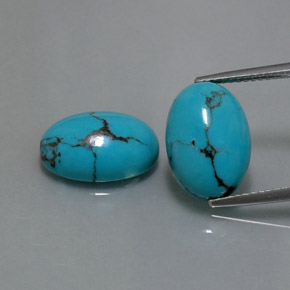 Pedras preciosas de turquesa azul natural de  ct, corte oval, opaco