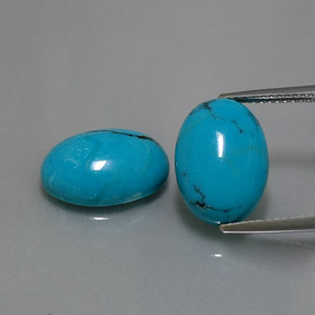 Pedras preciosas de turquesa azul natural de  ct, corte oval, opaco