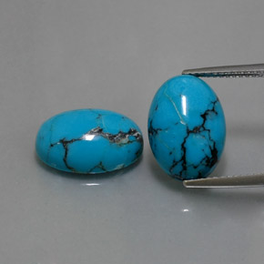 Pedras preciosas de turquesa azul natural de  ct, corte oval, opaco