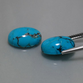 Pedras preciosas de turquesa azul natural de  ct, corte oval, opaco
