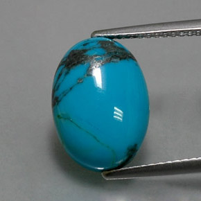 Turquesa azul natural 3,83ct, corte oval, opaco