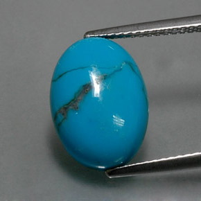 Turquesa azul natural 3,78ct, corte oval, opaco