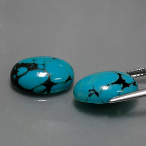 Pedras preciosas de turquesa azul natural de  ct, corte oval, opaco