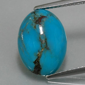 Turquesa azul natural 4,14ct, corte oval, opaco