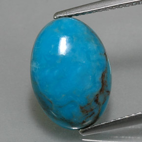 Turquesa azul natural 3,97ct, corte oval, opaco