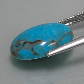 Turquesa azul natural 3,97ct, corte oval, opaco
