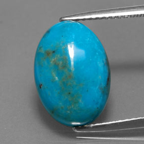Turquesa azul natural 4,40ct, corte oval, opaco