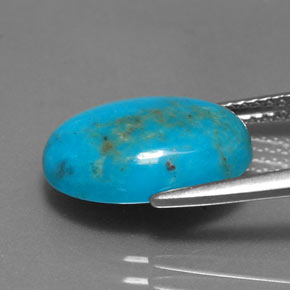 Turquesa azul natural 4,40ct, corte oval, opaco