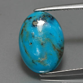 Turquesa azul natural 4,57ct, corte oval, opaco