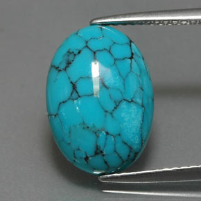 Turquesa azul natural 3,96ct, corte oval, opaco