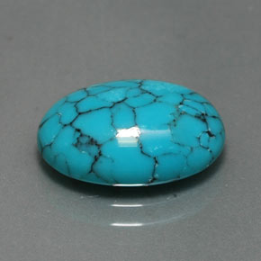 Turquesa azul natural 3,96ct, corte oval, opaco