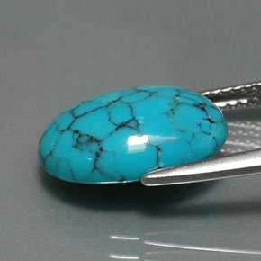 Turquesa azul natural 3,96ct, corte oval, opaco