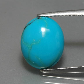 Turquesa azul natural 2,95ct, corte oval, opaco