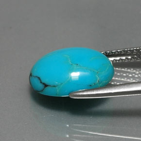 Turquesa azul natural 2,95ct, corte oval, opaco