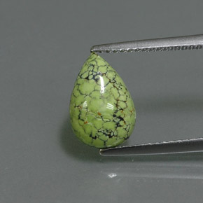 Turquesa verde natural 1,83ct, formato de pêra, opaco