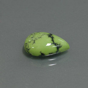 Turquesa verde natural 2,60ct, formato de pêra, opaco