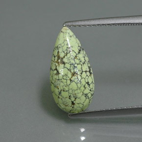 Turquesa verde natural 1,85ct, formato de pêra, opaco