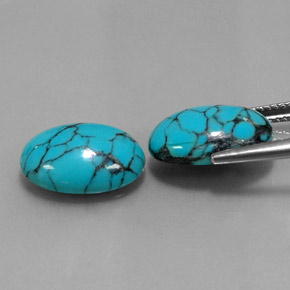 Pedras preciosas de turquesa azul natural de  ct, corte oval, opaco