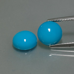 Pedras preciosas de turquesa azul natural de  ct, corte redondo, opaco