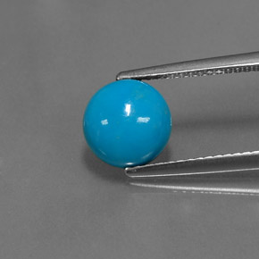 Turquesa azul natural 1,57ct, corte redondo, opaco