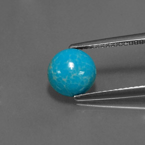 Turquesa azul natural 1,57ct, corte redondo, opaco