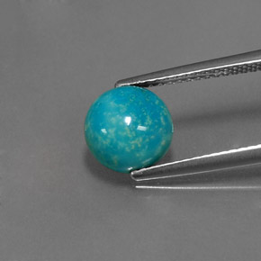 Turquesa azul natural 2,07ct, corte redondo, opaco