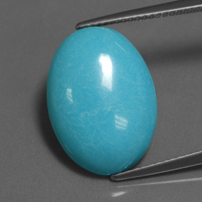 Turquesa azul natural 8,89ct, corte oval, opaco