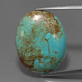 Turquesa verde natural 12,94ct, corte oval, opaco