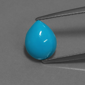 Turquesa azul natural 2,00ct, formato de pêra, opaco