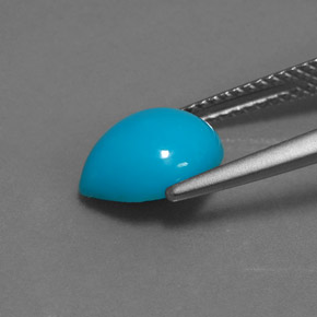 Turquesa azul natural 2,00ct, formato de pêra, opaco