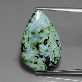 Turquesa verde natural 8,44ct, formato de pêra, opaco