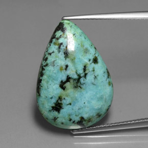 Turquesa verde natural 13,34ct, formato de pêra, opaco