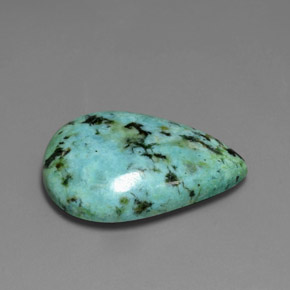 Turquesa verde natural 13,34ct, formato de pêra, opaco