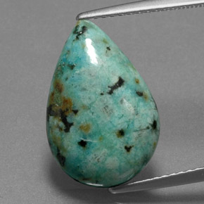 Turquesa verde natural 5,71ct, formato de pêra, opaco