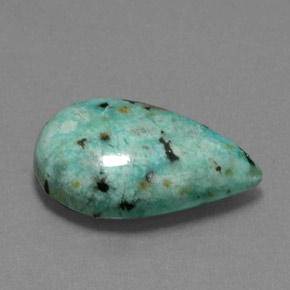 Turquesa verde natural 5,71ct, formato de pêra, opaco