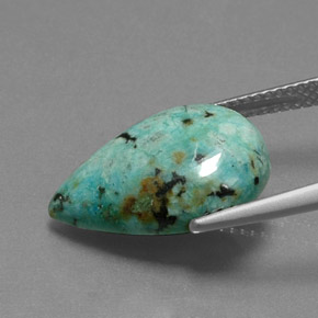 Turquesa verde natural 5,71ct, formato de pêra, opaco