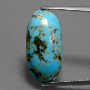 Turquesa azul natural 8,97ct, corte oval, opaco