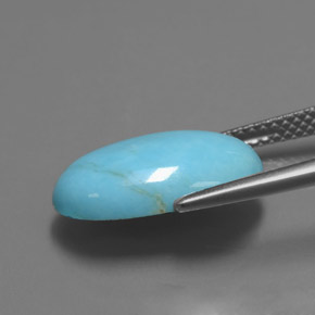 Turquesa azul natural 3,70ct, corte oval, opaco