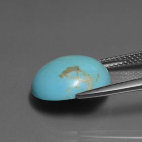 Turquesa Azul Natural 5.58ct, Almofada cortada, Opaco