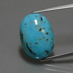 Turquesa azul natural 6,96ct, corte oval, opaco