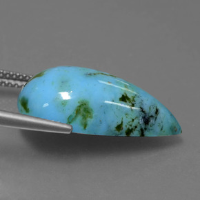 Turquesa azul natural 8,46ct, formato de pêra, opaco