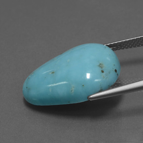 Turquesa azul natural 16,07ct, formato de pêra, opaco
